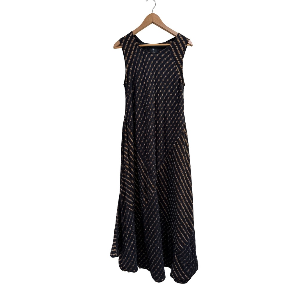 Ace & Jig Barneys New York Black Metallic Striped Sleeveless Maxi Dress Large